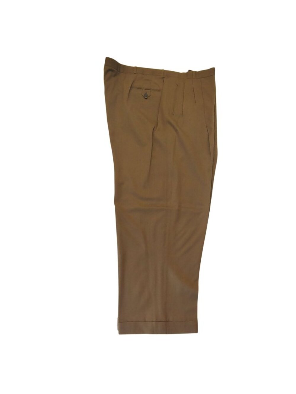 Custom Tailored Men's Brown Wool Dress Pants 48W 29L Pleated Big & Tall